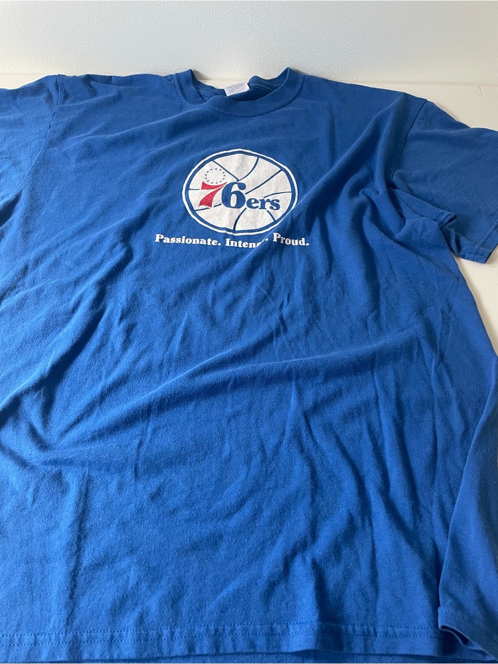 Jerzees Blue Philadelphia 76ers Logo T-Shirt